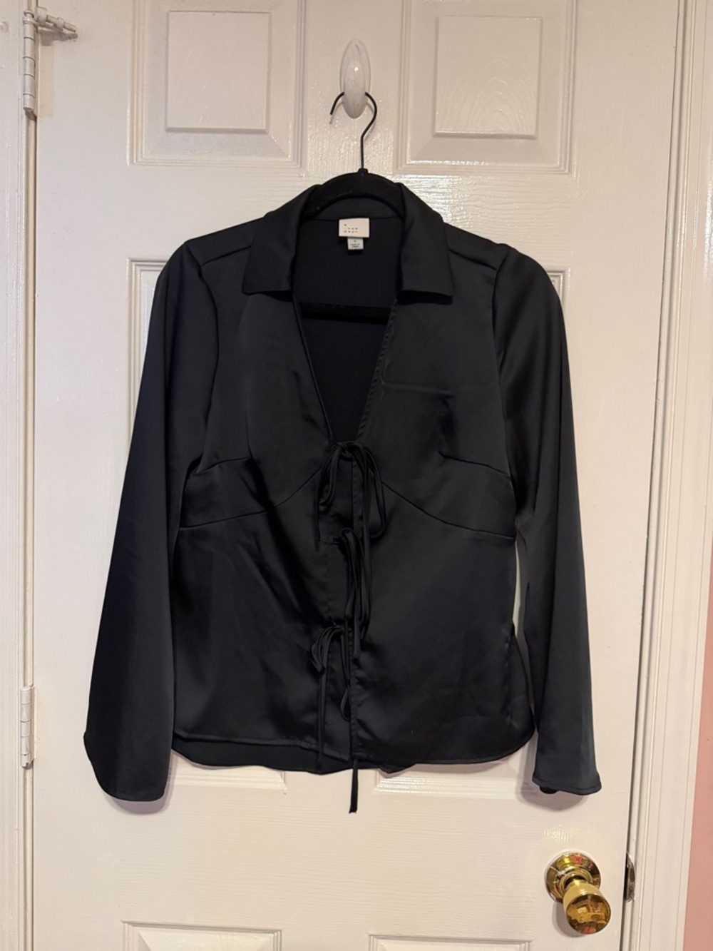 a new day Black Satin Tie-Front Blazer Jacket